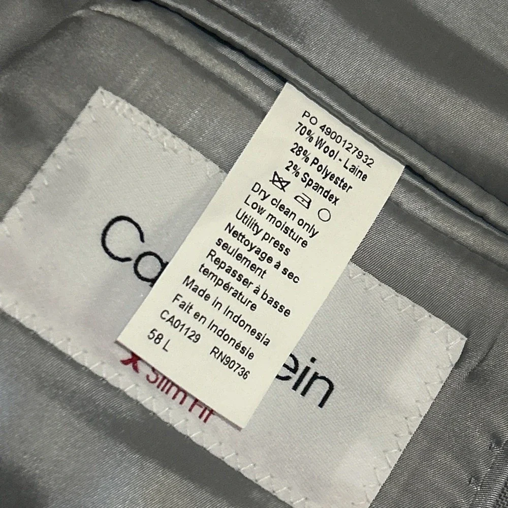 Calvin Klein X Slim Fit Wool Blend Blazer Light Gray Big & Tall Mens 58 Long NWT